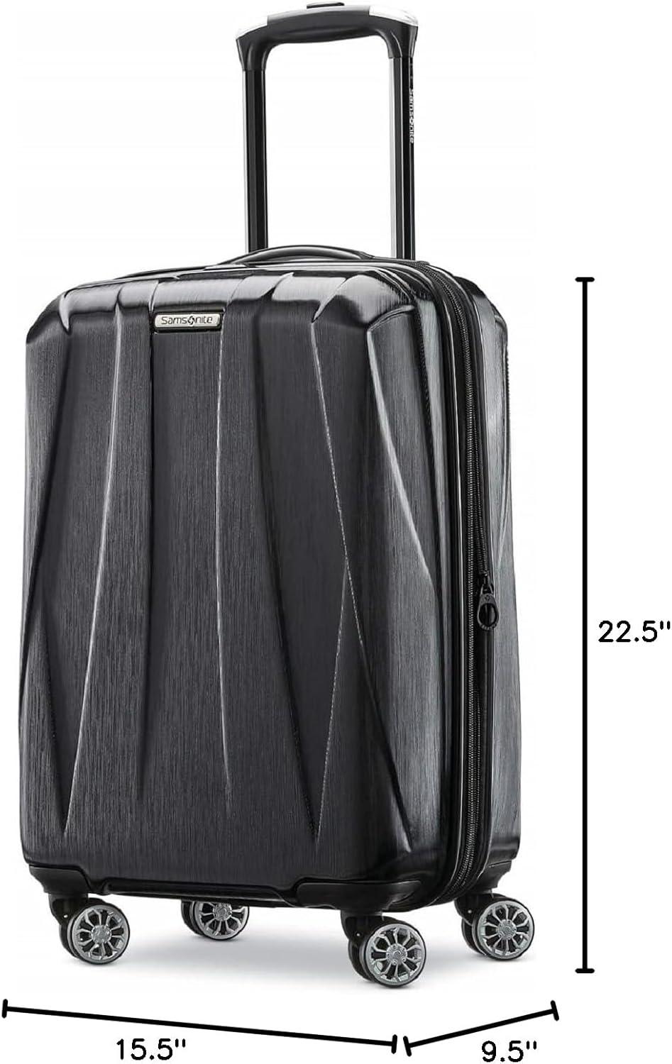 imageSamsonite Centric 2 Hardside Expandable Luggage with Spinner Wheels Silver CarryOn 20InchBlack