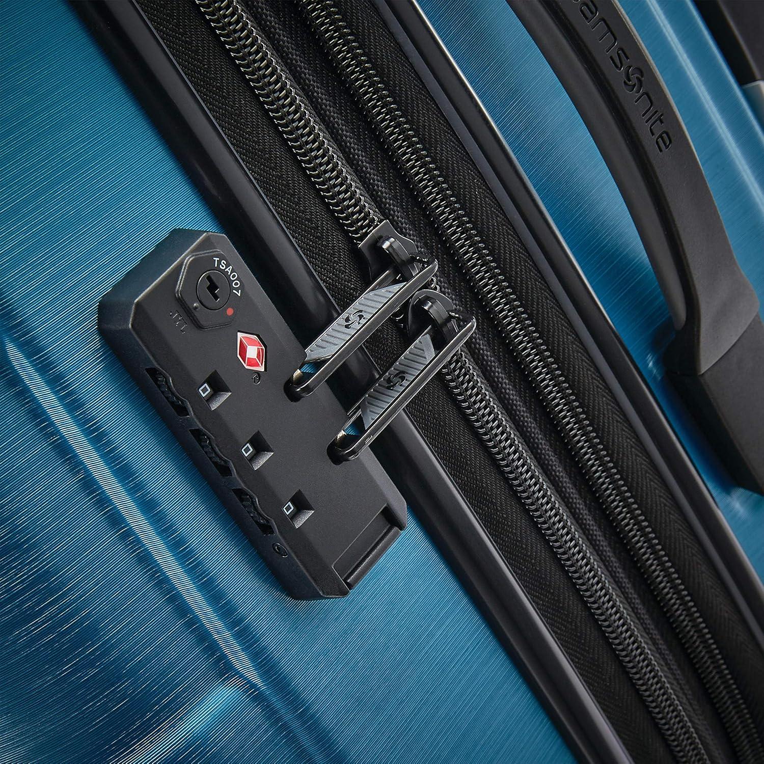 imageSamsonite Centric 2 Hardside Expandable Luggage with Spinner Wheels Silver CarryOn 20InchCaribbean Blue