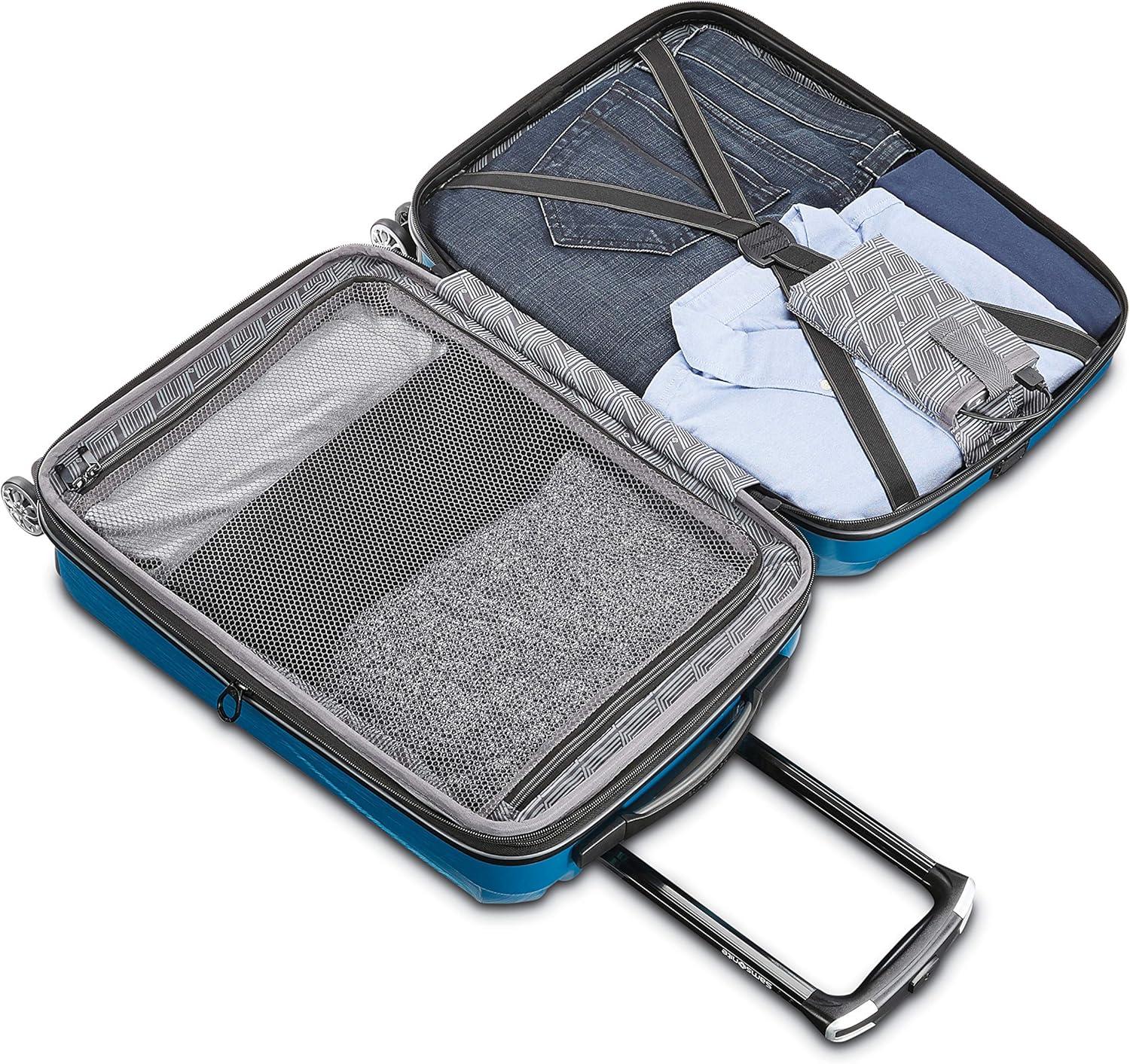 imageSamsonite Centric 2 Hardside Expandable Luggage with Spinner Wheels Silver CarryOn 20InchCaribbean Blue