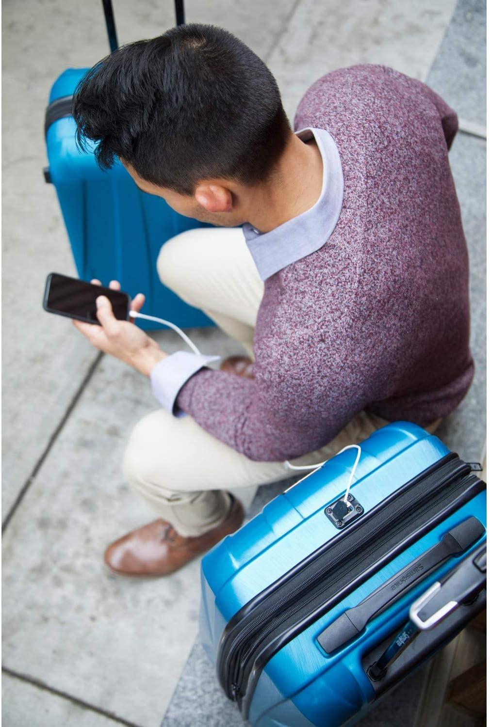 imageSamsonite Centric 2 Hardside Expandable Luggage with Spinner Wheels Silver CarryOn 20InchCaribbean Blue