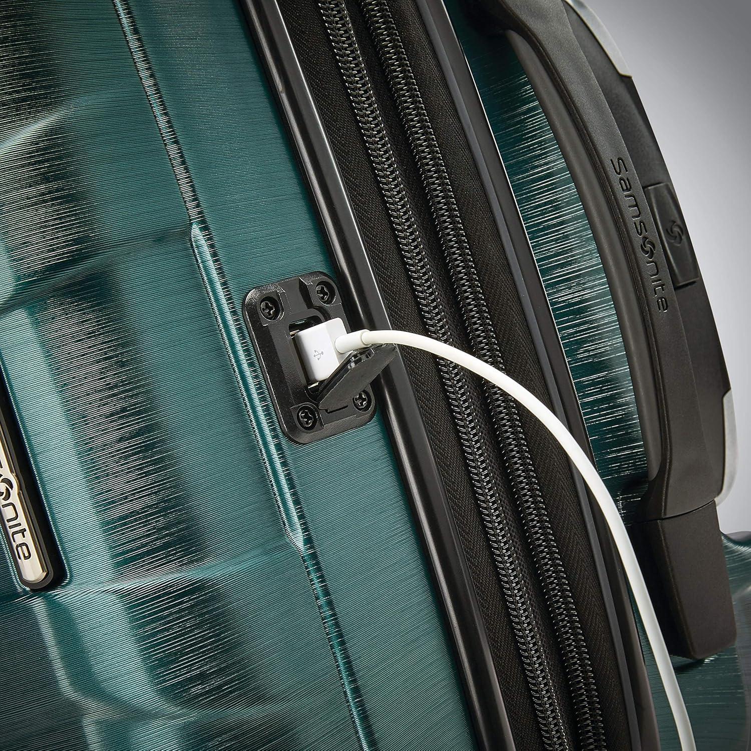 imageSamsonite Centric 2 Hardside Expandable Luggage with Spinner Wheels Silver CarryOn 20InchEmerald Green