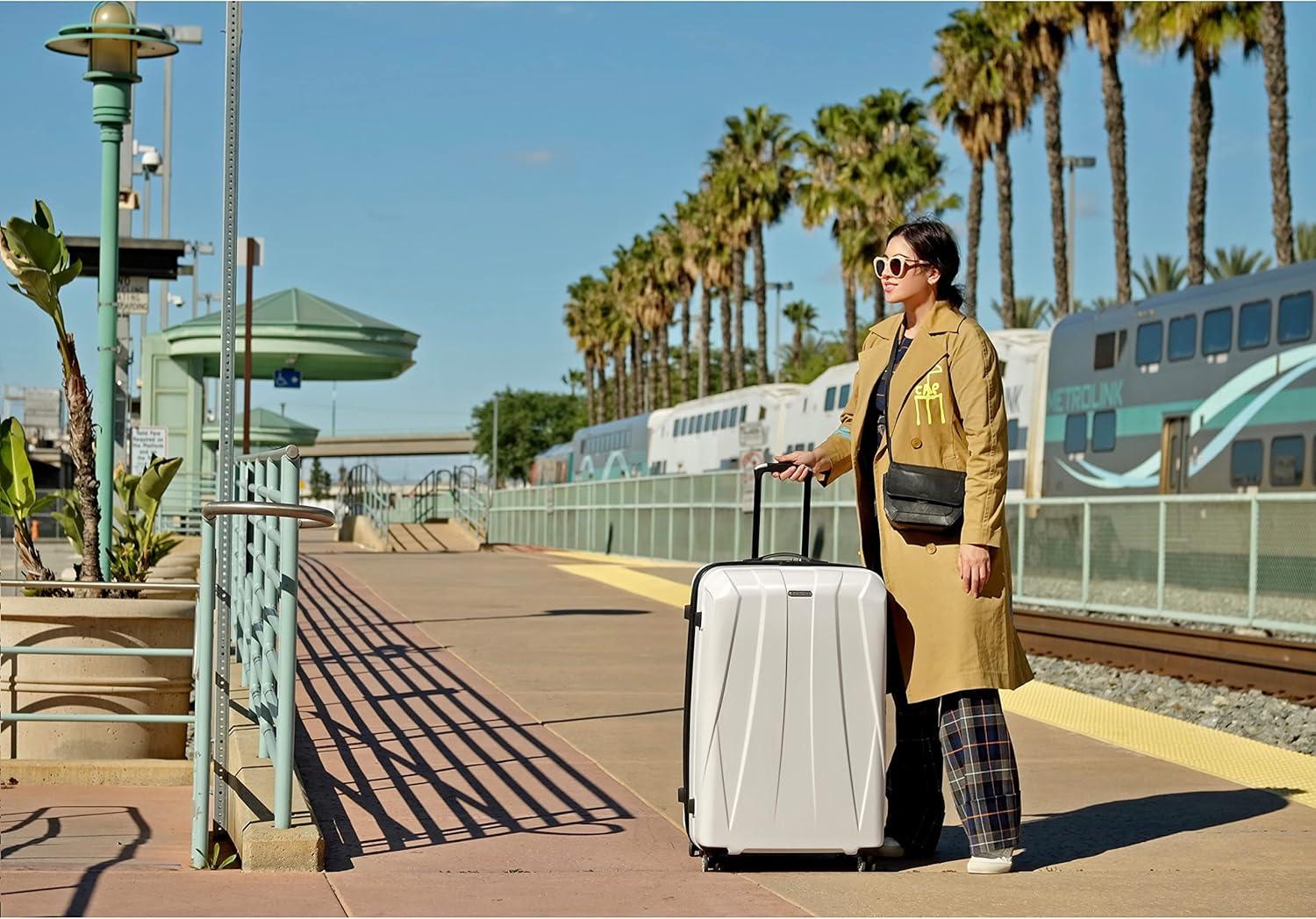 imageSamsonite Centric 2 Hardside Expandable Luggage with Spinner Wheels Silver CarryOn 20InchSnow White