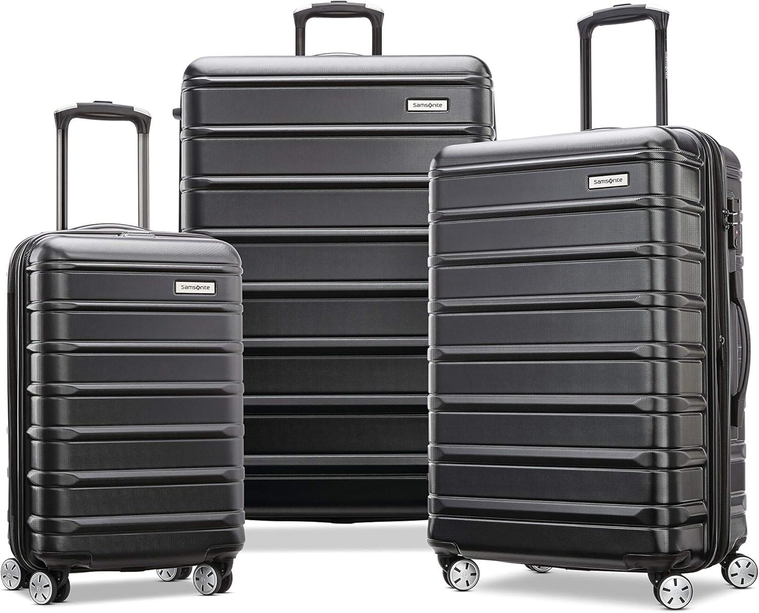 imageSamsonite Omni 2 Hardside Expandable Luggage with Spinner Wheels ICY Lilac 2Piece Set 1928Midnight Black