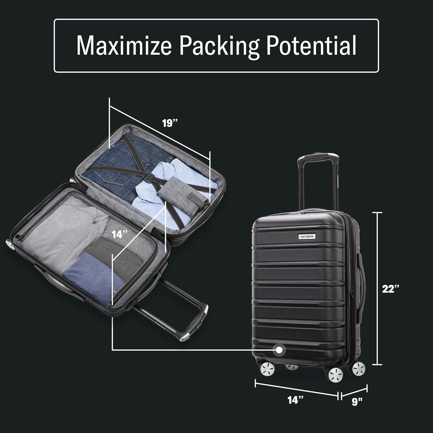 imageSamsonite Omni 2 Hardside Expandable Luggage with Spinner Wheels ICY Lilac 2Piece Set 1928Midnight Black