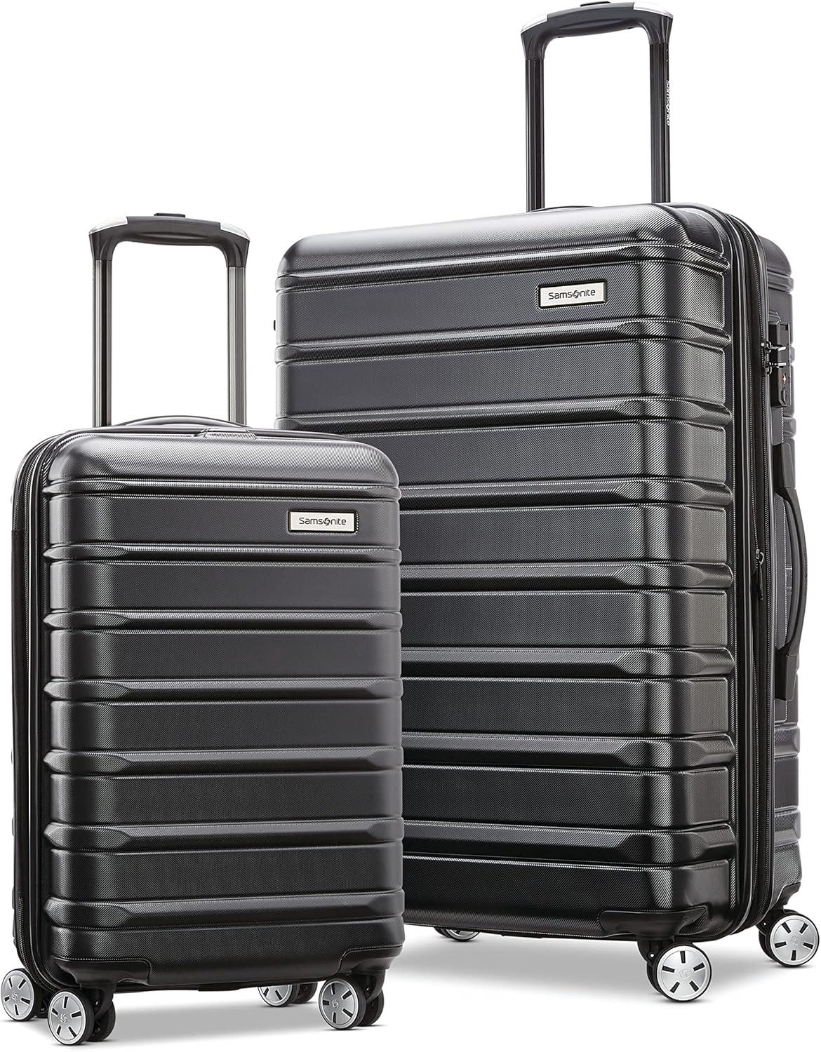 imageSamsonite Omni 2 Hardside Expandable Luggage with Spinner Wheels ICY Lilac 2Piece Set 1928Midnight Black