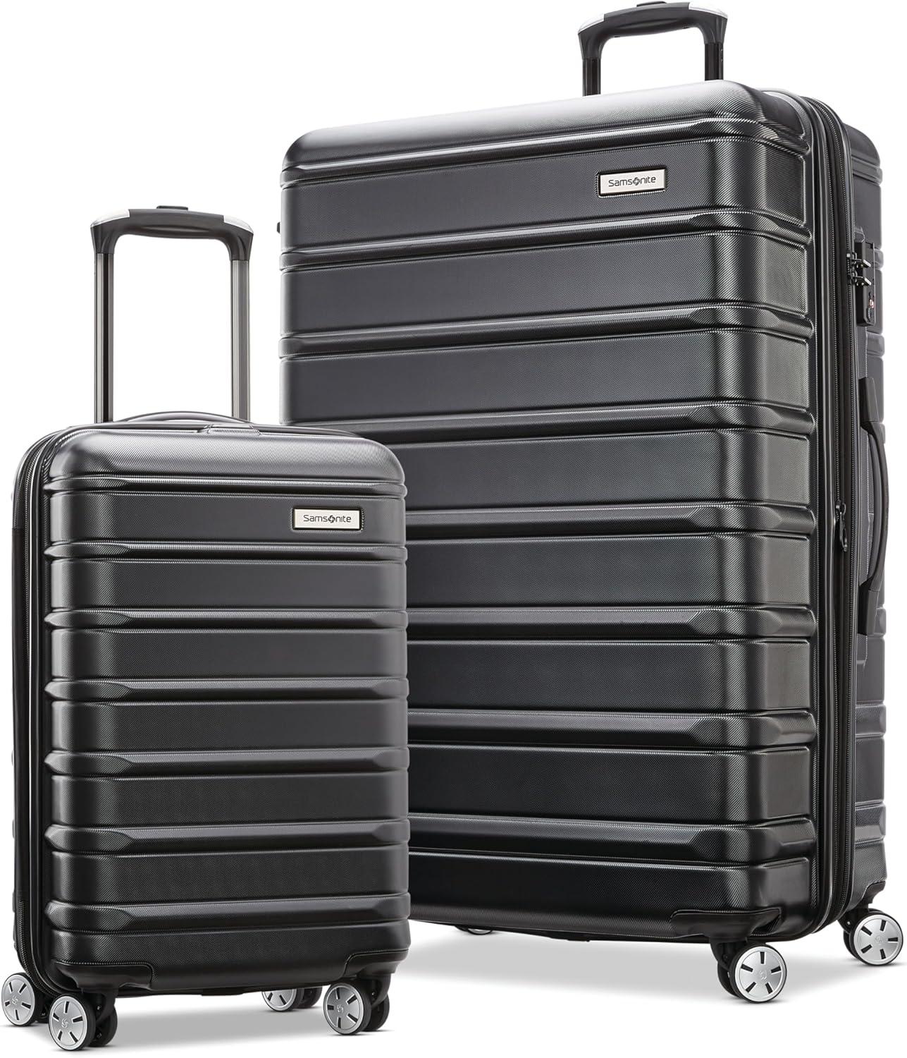 imageSamsonite Omni 2 Hardside Expandable Luggage with Spinner Wheels ICY Lilac 2Piece Set 1928Midnight Black