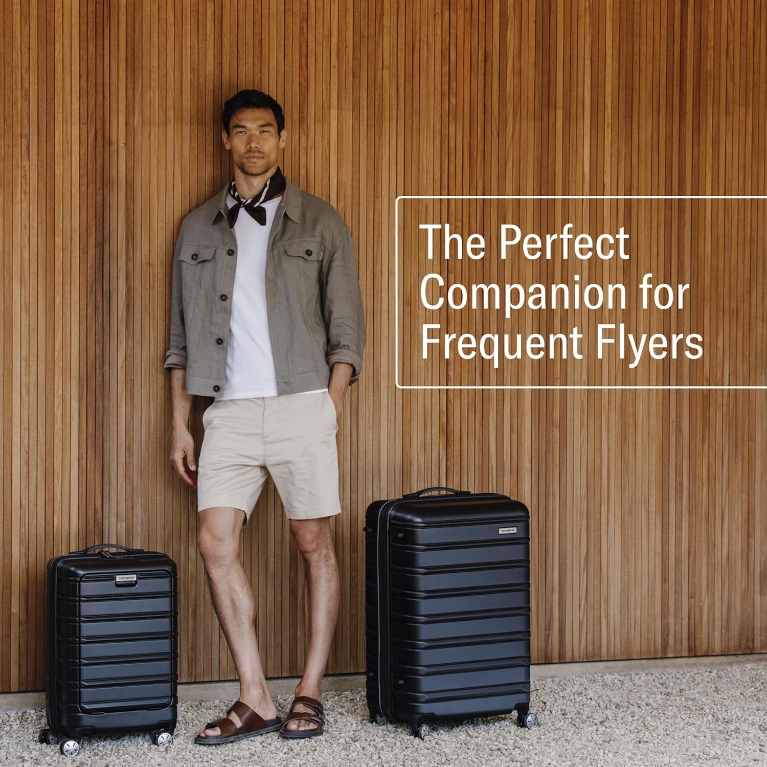 imageSamsonite Omni 2 Hardside Expandable Luggage with Spinner Wheels ICY Lilac 2Piece Set 1928Midnight Black