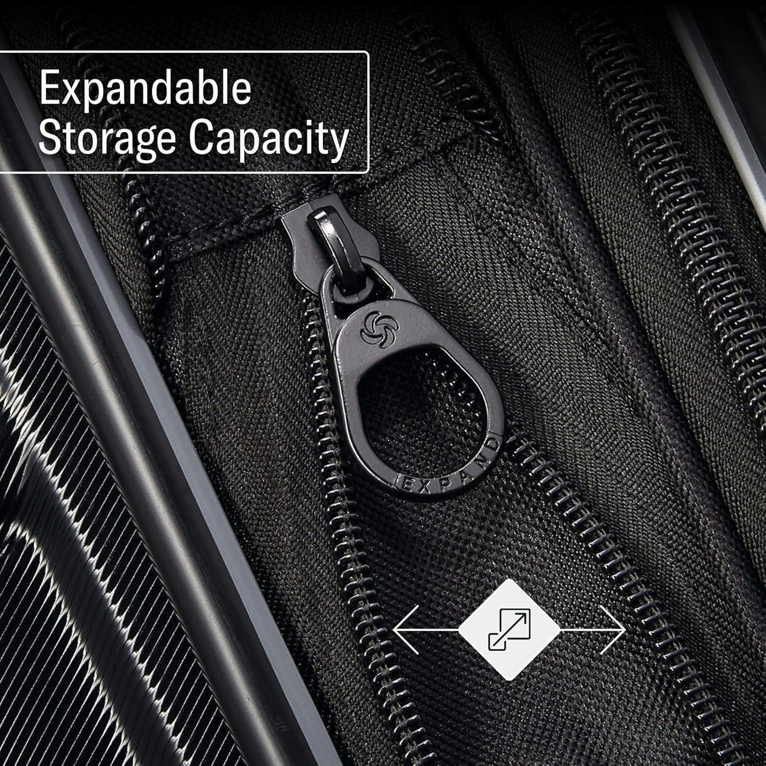 imageSamsonite Omni 2 Hardside Expandable Luggage with Spinner Wheels ICY Lilac 2Piece Set 1928Midnight Black