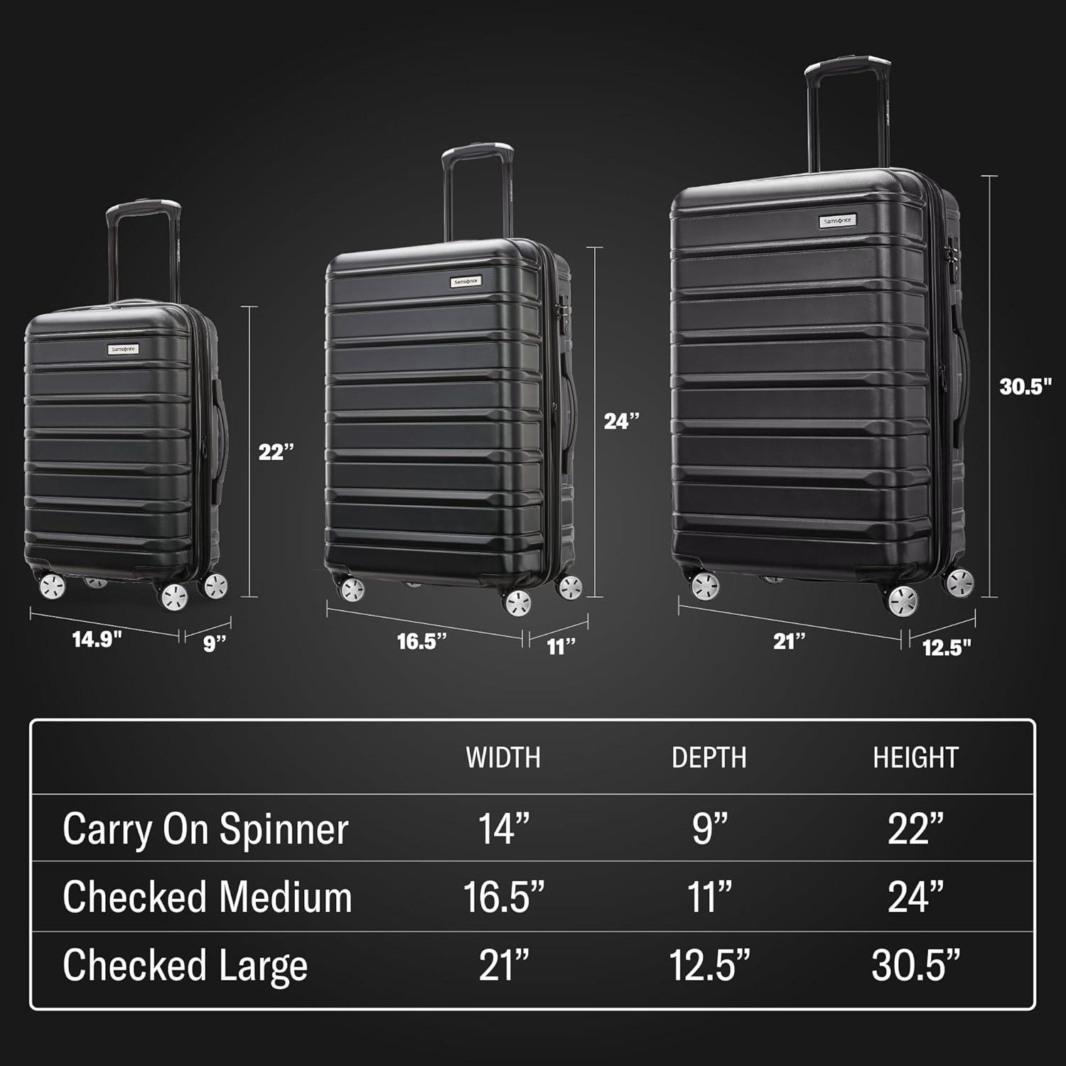 imageSamsonite Omni 2 Hardside Expandable Luggage with Spinner Wheels ICY Lilac 2Piece Set 1928Midnight Black