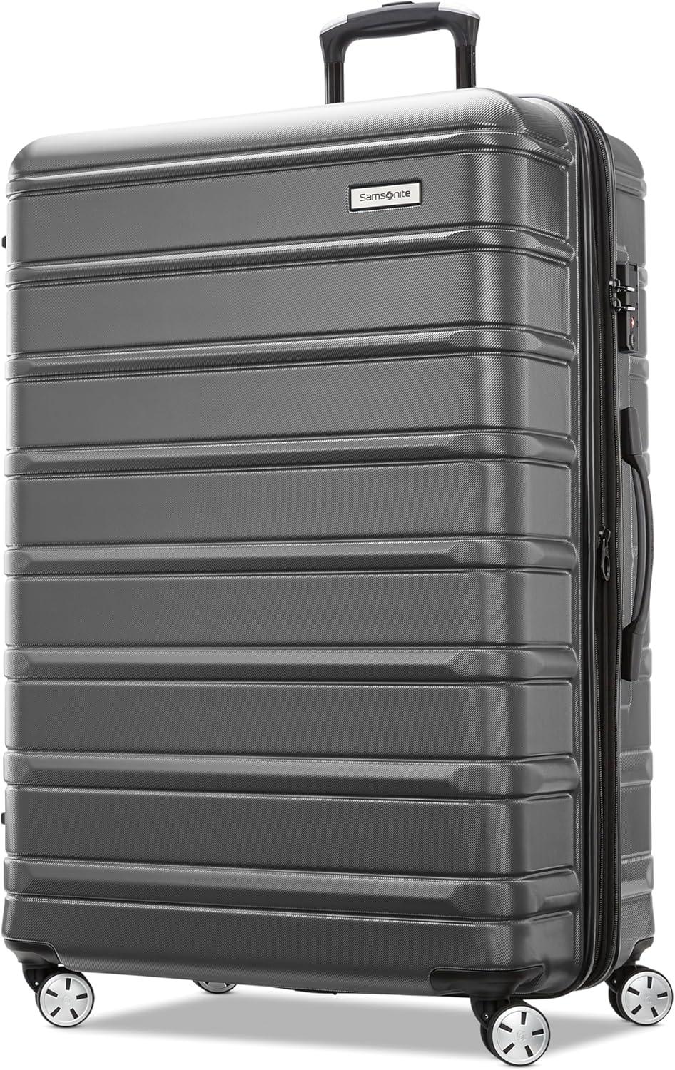 imageSamsonite Omni 2 Hardside Expandable Luggage with Spinner Wheels ICY Lilac 2Piece Set 1928Solid Charcoal
