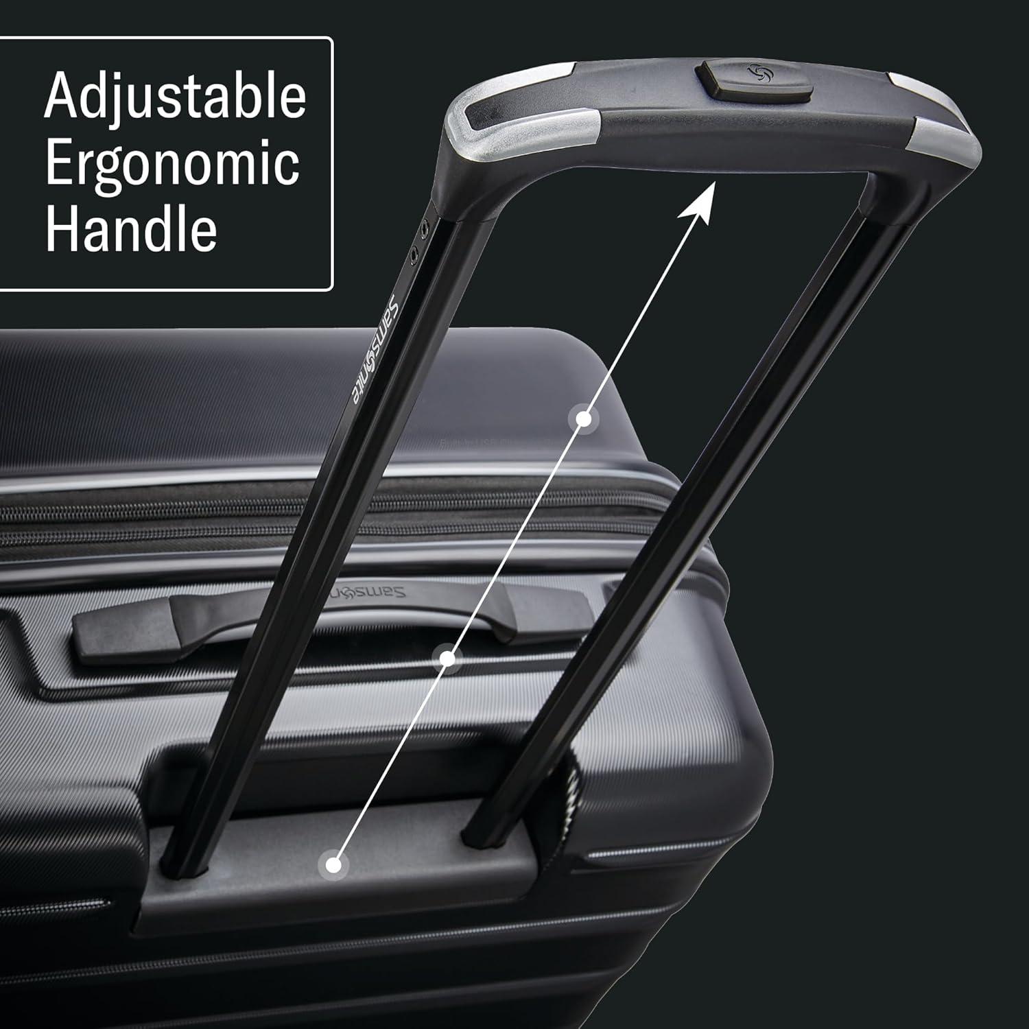 imageSamsonite Omni 2 Hardside Expandable Luggage with Spinner Wheels ICY Lilac 2Piece Set 1928Solid Charcoal