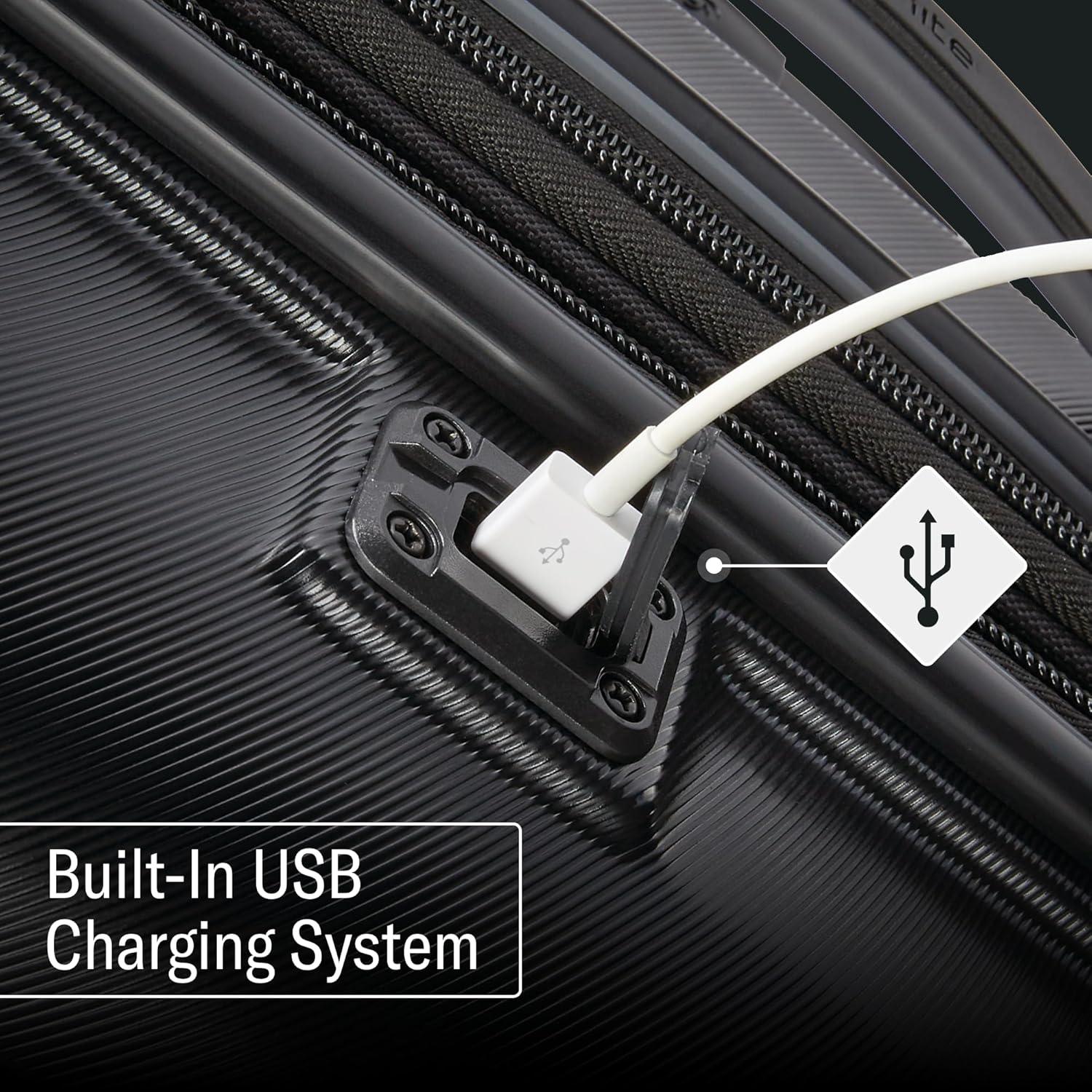 imageSamsonite Omni 2 Hardside Expandable Luggage with Spinner Wheels ICY Lilac 2Piece Set 1928Solid Charcoal