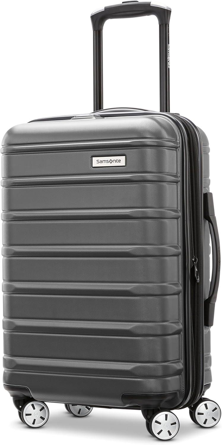 imageSamsonite Omni 2 Hardside Expandable Luggage with Spinner Wheels ICY Lilac 2Piece Set 1928Solid Charcoal