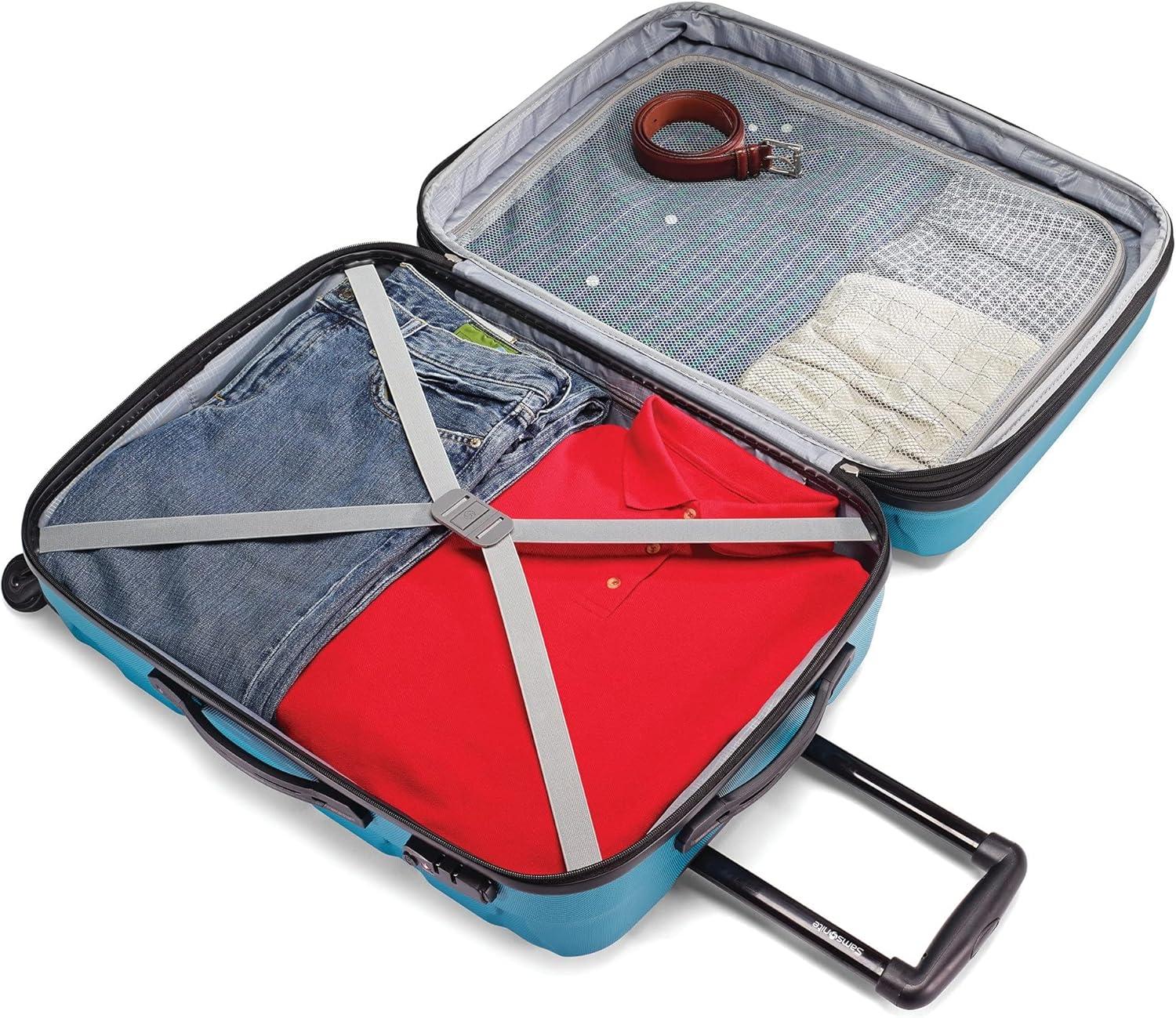 imageSamsonite Omni PC Hardside Expandable Luggage with Spinner Wheels Caribbean Blue CarryOn 20InchCarribbean Blue