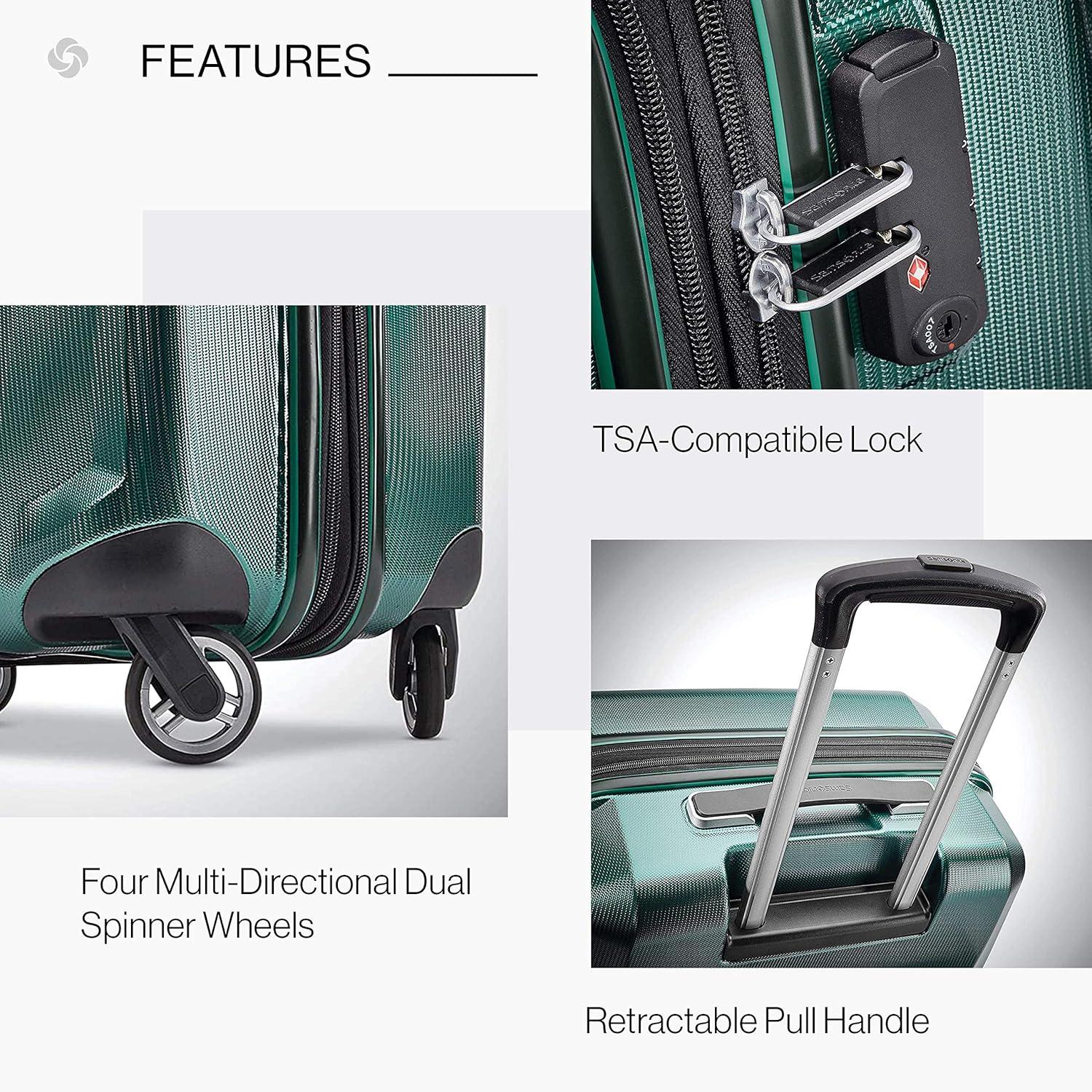 imageSamsonite Winfield 3 DLX Hardside Expandable Luggage with Spinners Black CarryOn 20InchEmerald