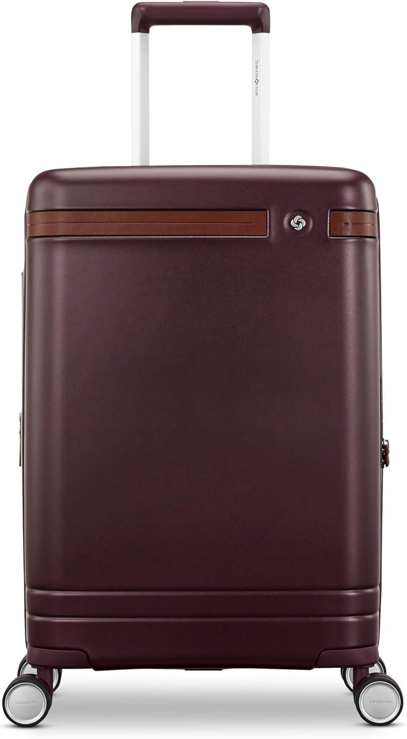 imageVirtuosa Hardside 21 Inch Carry On Luggage Airline Approved with 360 Spinner Wheels RightHeight Adjustable Handle Zippered WetPak TSA Lock Expandable Light Polycarbonate Shell Off WhiteMerlot