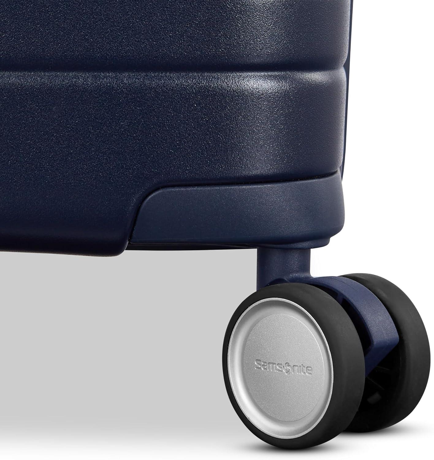 imageVirtuosa Hardside 21 Inch Carry On Luggage Airline Approved with 360 Spinner Wheels RightHeight Adjustable Handle Zippered WetPak TSA Lock Expandable Light Polycarbonate Shell Off WhiteNavy