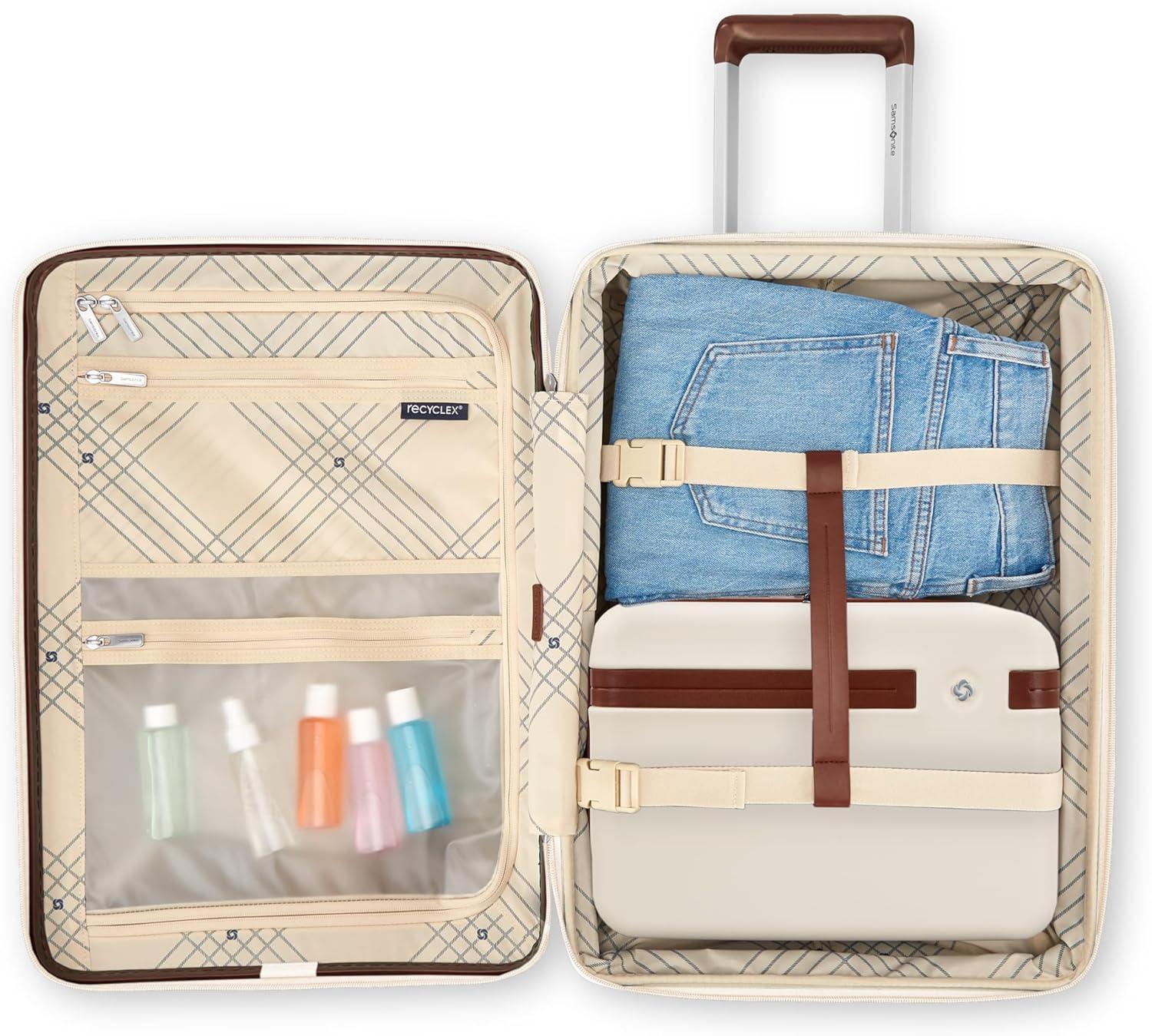 imageVirtuosa Hardside 21 Inch Carry On Luggage Airline Approved with 360 Spinner Wheels RightHeight Adjustable Handle Zippered WetPak TSA Lock Expandable Light Polycarbonate Shell Off WhiteOff White