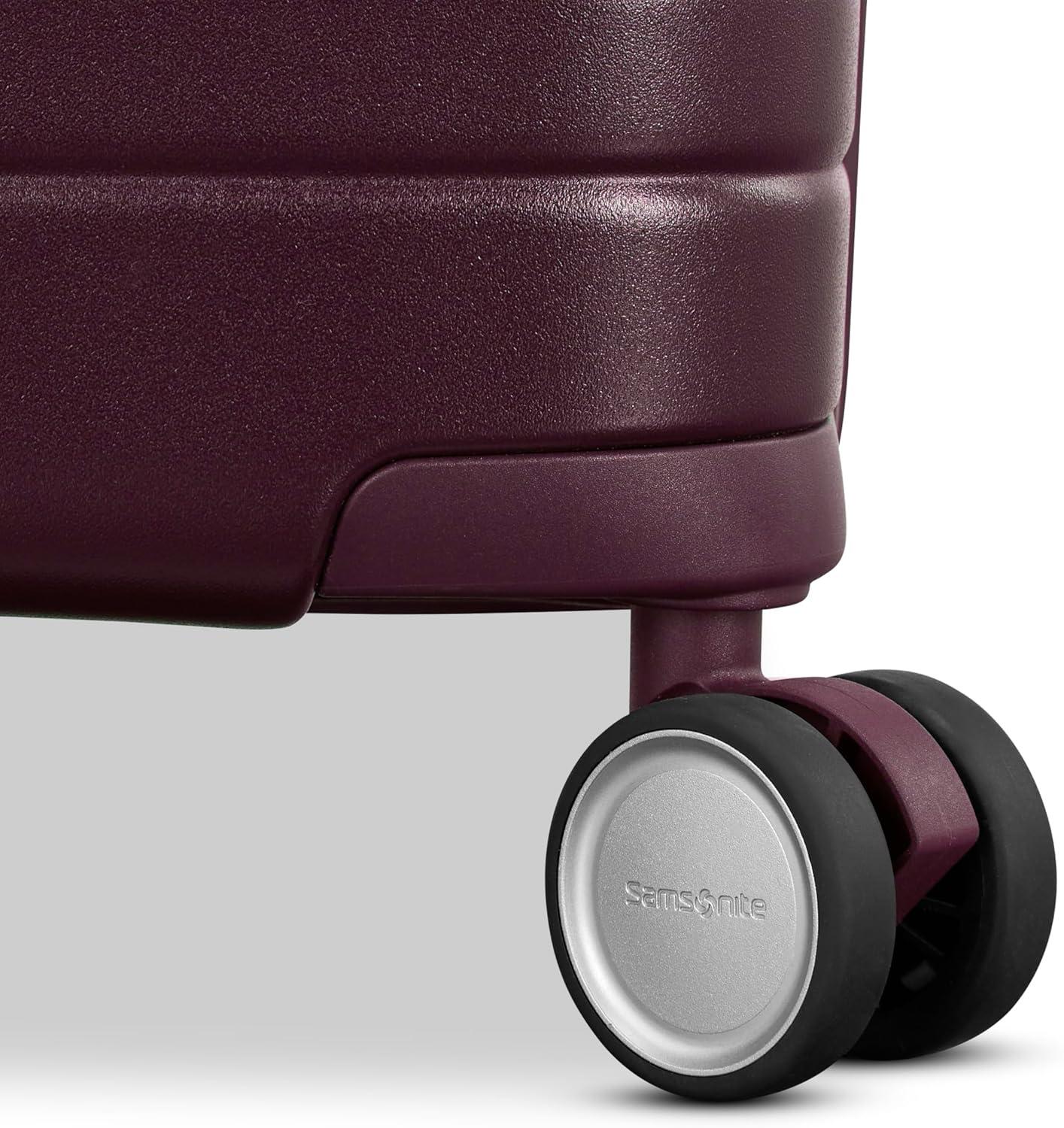 imageVirtuosa Hardside 21 Inch Carry On Luggage Airline Approved with 360 Spinner Wheels RightHeight Adjustable Handle Zippered WetPak TSA Lock Expandable Light Polycarbonate Shell Off WhiteMerlot