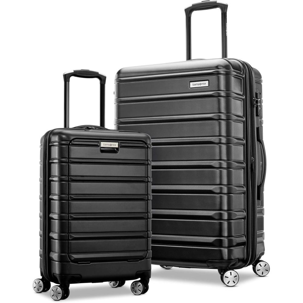 imageSamsonite Omni 2 Hardside Expandable Luggage with Spinner Wheels ICY Lilac 2Piece Set 1928Midnight Black