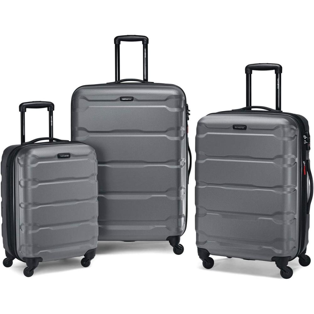imageSamsonite Omni PC Hardside Expandable Luggage with Spinner Wheels Caribbean Blue CarryOn 20InchCharcoal