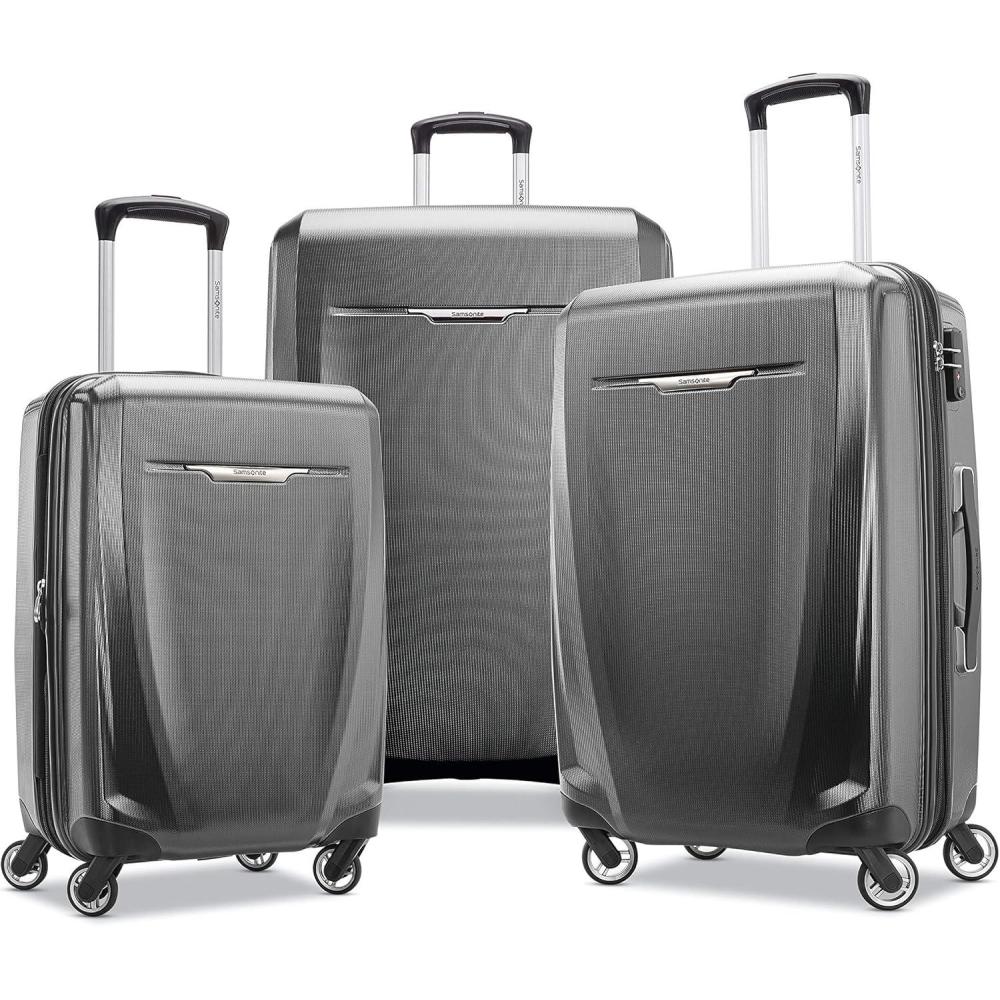 imageSamsonite Winfield 3 DLX Hardside Expandable Luggage with Spinners Black CarryOn 20InchGraphite Grey
