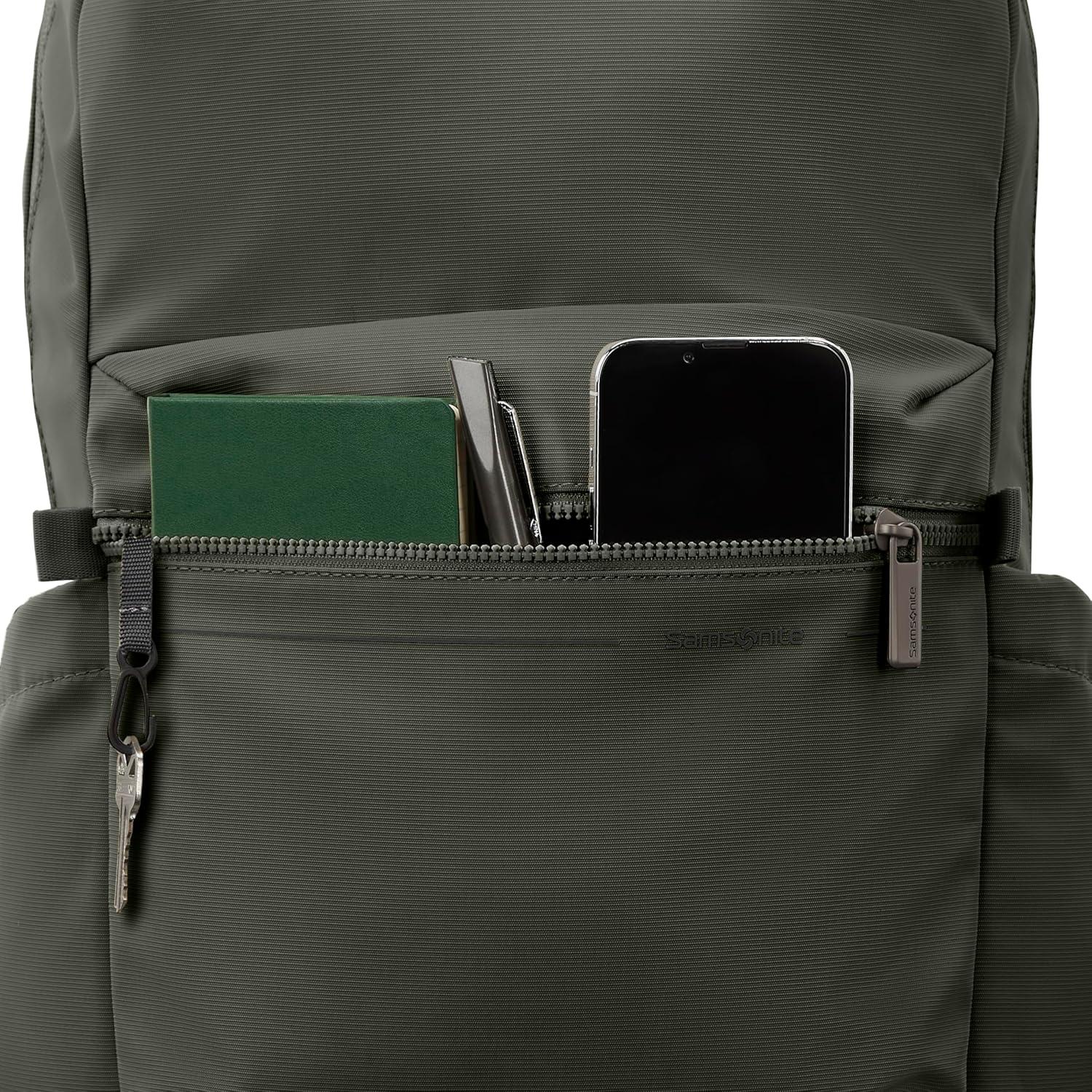 imageSamsonite Better Than Basic Backpack Dedicated Laptop Compartment Quick Stash Front Pockets and Lightweight Breathable Airmesh BlackOlive