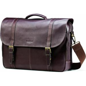 Samsonite Colombian Leather Flap-Over Messenger Bag, Brown, One Size(Brown)