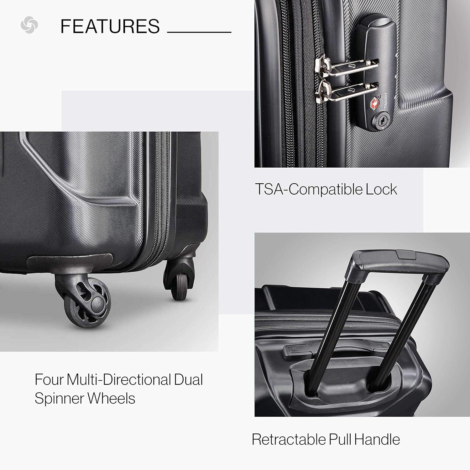 imageSamsonite Centric Hardside Expandable Luggage with Spinner Wheels Black CarryOn 20InchBlack