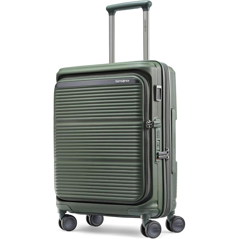 imageSamsonite Paralux Large Checked Luggage  Innovative Design  Quick Access Front Pocket  Dual Suspension Wheel Technology  TSA Lock  Expandable  Includes Removable Packing Cubes  Stone GreyOlive