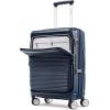 Samsonite Paralux Large Checked Luggage – Innovative Design – Quick Access Front Pocket – Dual Suspension Wheel Technology – TSA Lock – Expandable – Includes Removable Packing Cubes – Stone Grey(Midnight Navy)