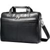 Samsonite Leather Slim Briefcase, Black, 16 Inch(Black)