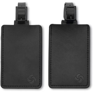 Samsonite 2-Pack Leather Luggage ID Tag, Black Logo, One Size(Black Logo)