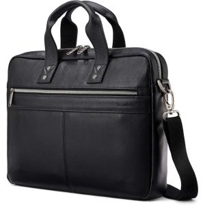 Samsonite Classic Leather Slim Brief, Black, One Size(Black)