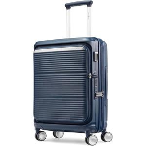 Samsonite Paralux Large Checked Luggage – Innovative Design – Quick Access Front Pocket – Dual Suspension Wheel Technology – TSA Lock – Expandable – Includes Removable Packing Cubes – Stone Grey(Midnight Navy)