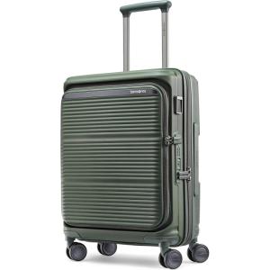Samsonite Paralux Large Checked Luggage – Innovative Design – Quick Access Front Pocket – Dual Suspension Wheel Technology – TSA Lock – Expandable – Includes Removable Packing Cubes – Stone Grey(Olive)