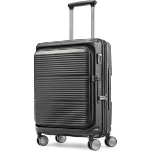 Samsonite Paralux Large Checked Luggage – Innovative Design – Quick Access Front Pocket – Dual Suspension Wheel Technology – TSA Lock – Expandable – Includes Removable Packing Cubes – Stone Grey(Black)