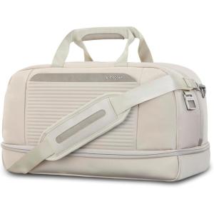 Samsonite Paralux Weekender Duffel Bag, Travel Carry-On Bag with Wide Opening, Drop-Bottom Shoe & Laundry Compartment, AirTag Holder, StackIt Strap – Business & Leisure Travel Bag(Stone Grey)