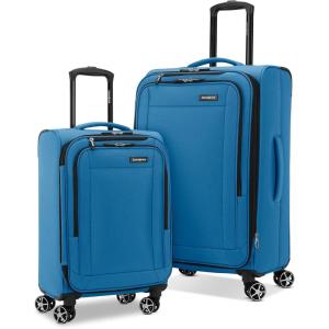 Samsonite Saire LTE Softside Expandable Luggage with Spinner Wheels, Pine Green, 3-Piece Set (Carry On/Medium/Large)(Caribbean Blue)