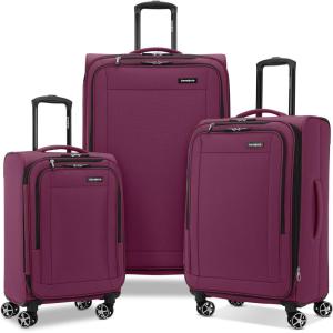 Samsonite Saire LTE Softside Expandable Luggage with Spinner Wheels, Pine Green, 3-Piece Set (Carry On/Medium/Large)(Raspberry)