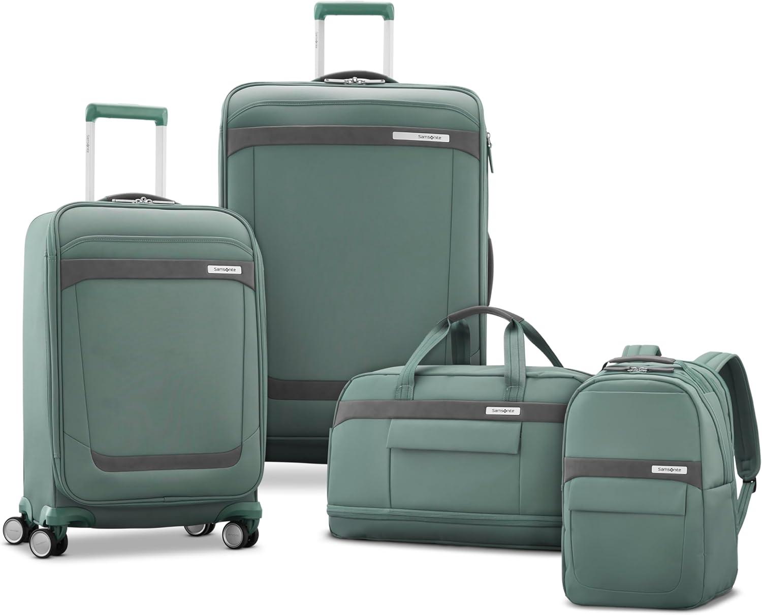 imageSamsonite Elevation Plus 30Inch Large Checked Luggage Expandable Softside Spinner Suitcase Midnight BlueCypress Green