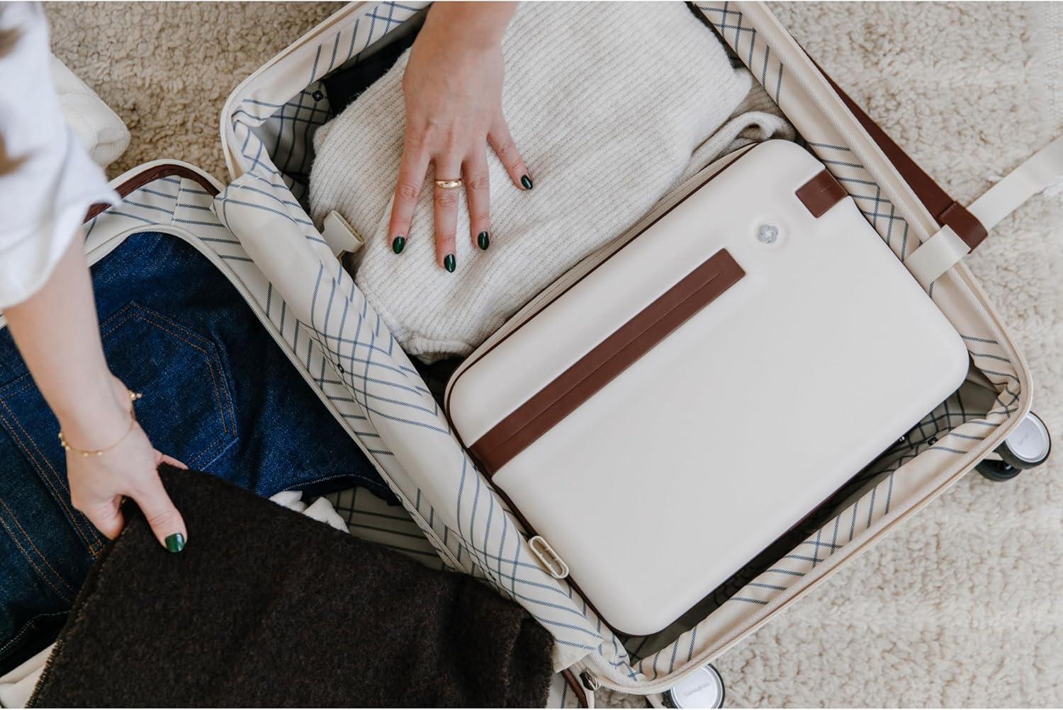 imageSamsonite Virtuosa Hardside Train Case Crossbody Travel Makeup Case with Removable StrapOff White