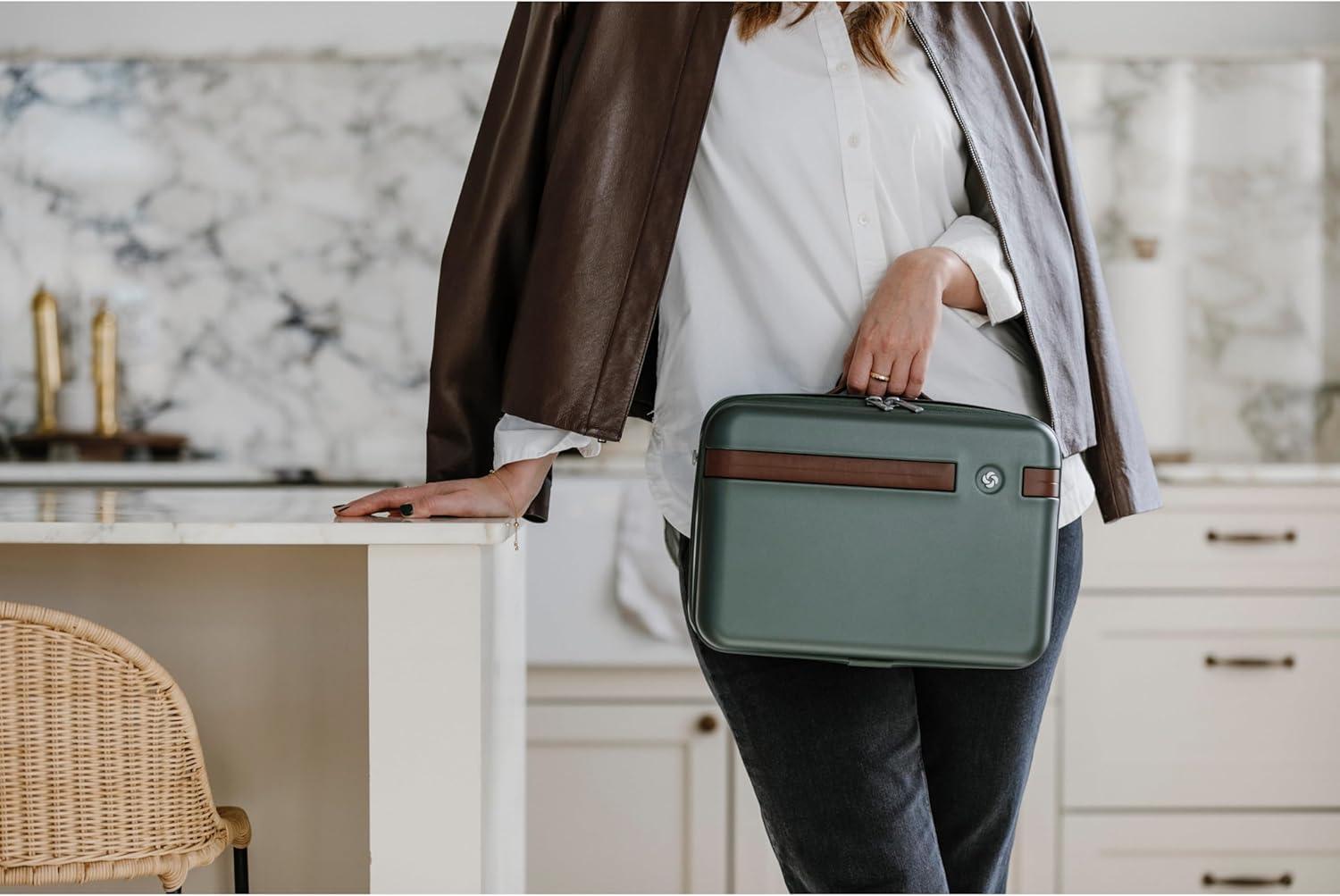 imageSamsonite Virtuosa Hardside Train Case Crossbody Travel Makeup Case with Removable StrapPine Green